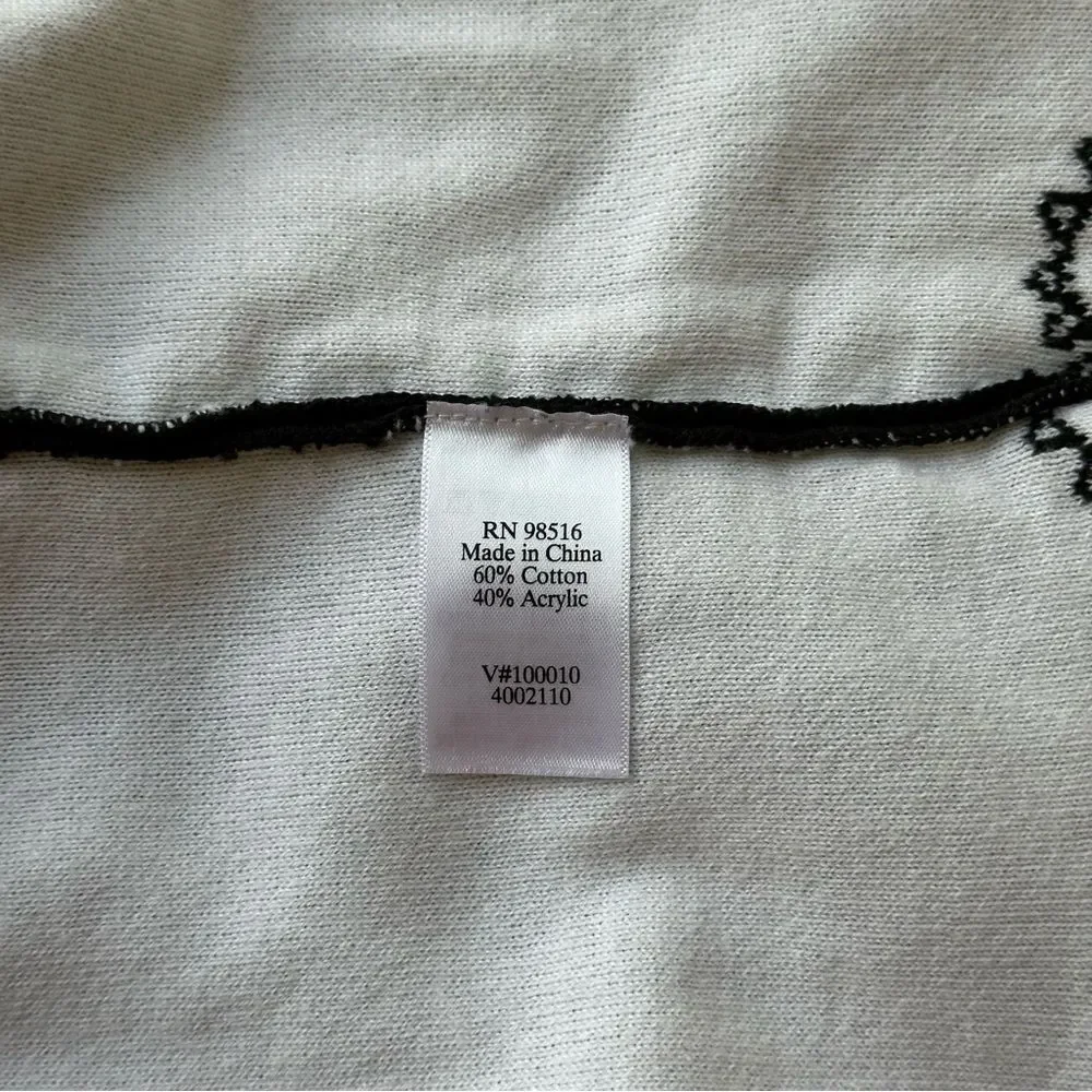 COLDWATER CREEK Black & White One Button Cardigan Cotton Blend Size Medium